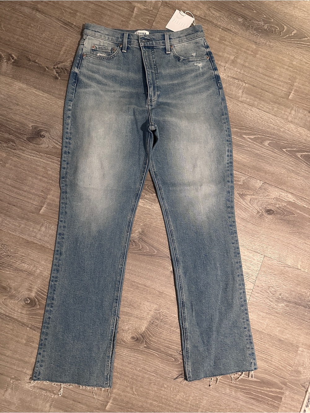 pistola Light Wash High-Rise Straight Jeans
